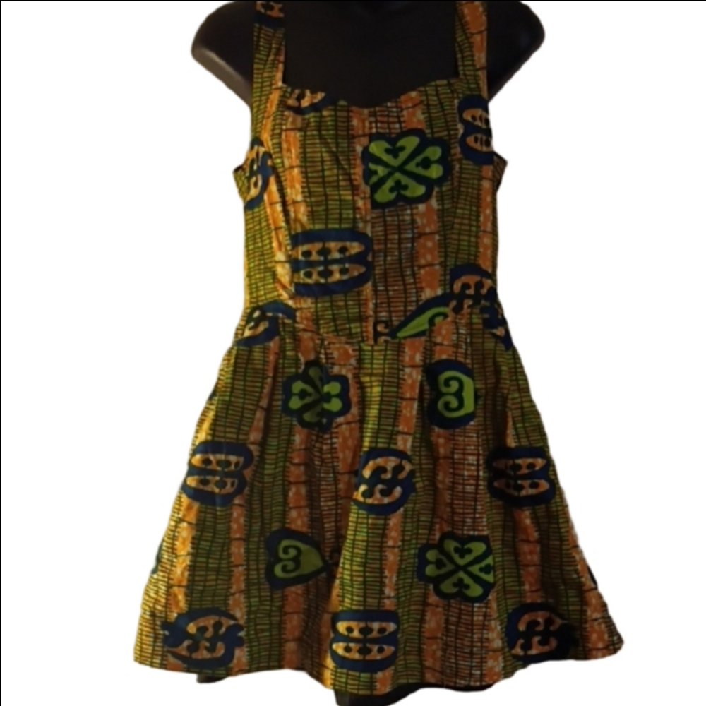 Zachary's Smile  Dress in Green and Blue. Size 8. Art To Wear.